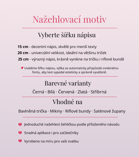 Nažehlovačka Tým nevěsty